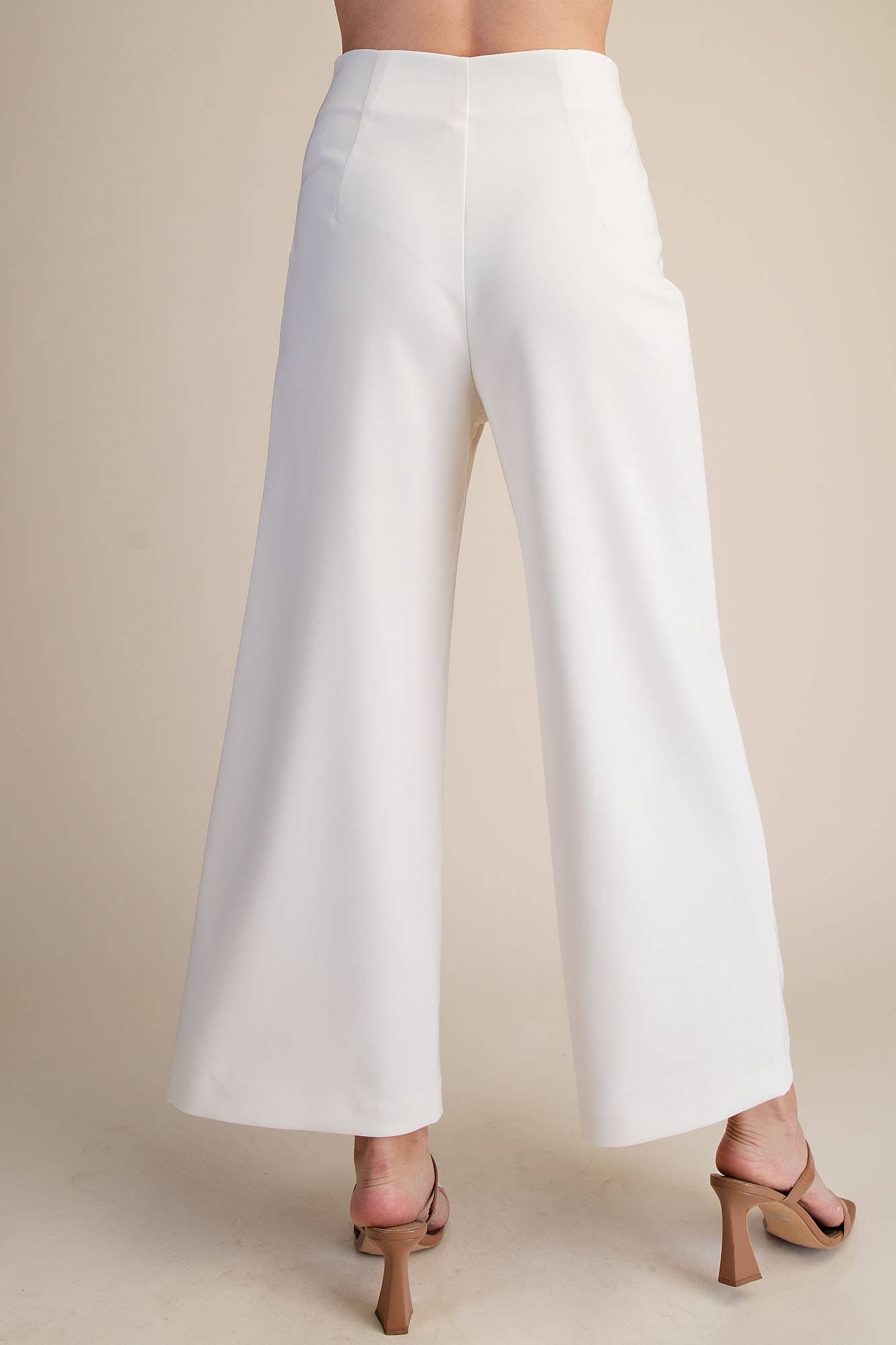 Glam - High Waist Wide Leg Pants/ Cream