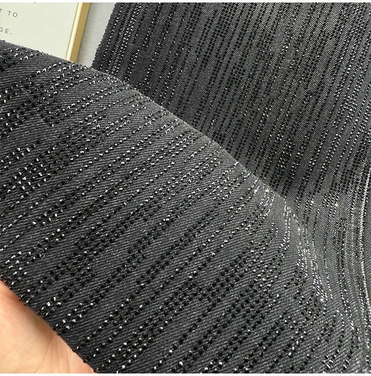 Productseeker - Rhinestone High Waist Wide Leg Jeans
