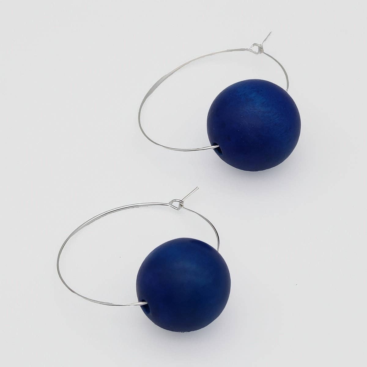 Sylca Designs - Blue Ball Hoop Handmade Artistic Earring