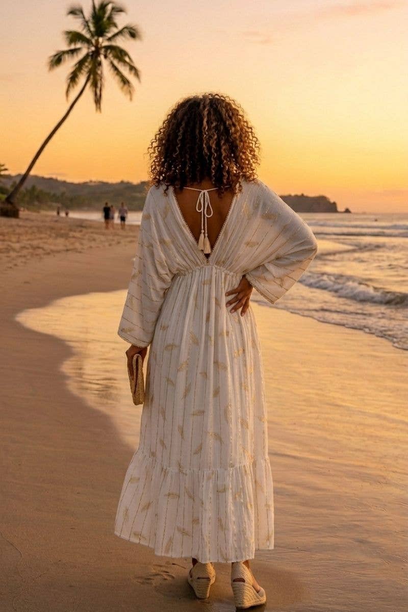 Lula Natura - YANIS Long Dress White and Gold