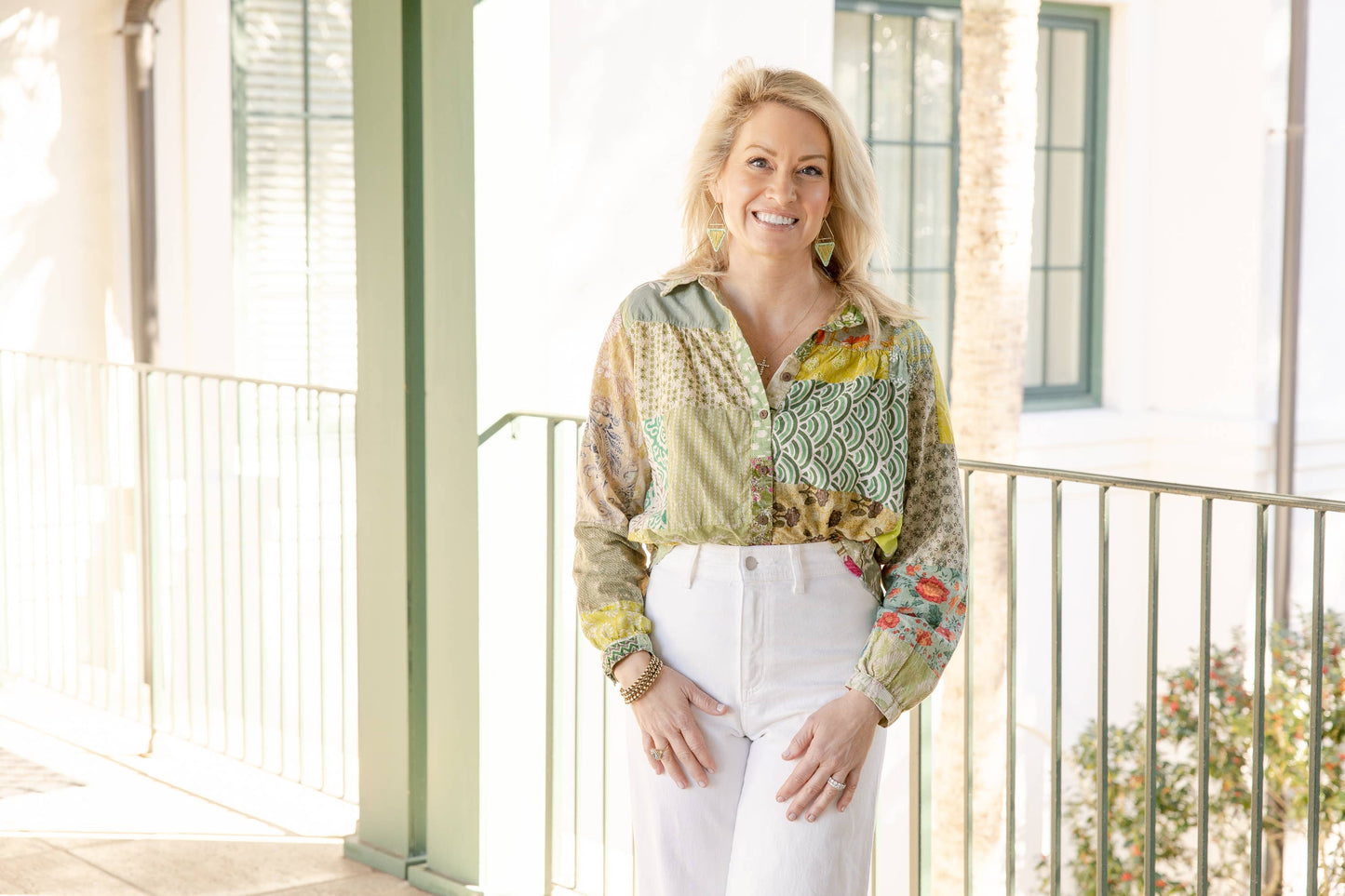 Rahab's Rope - Green Meadows Patchwork Blouse