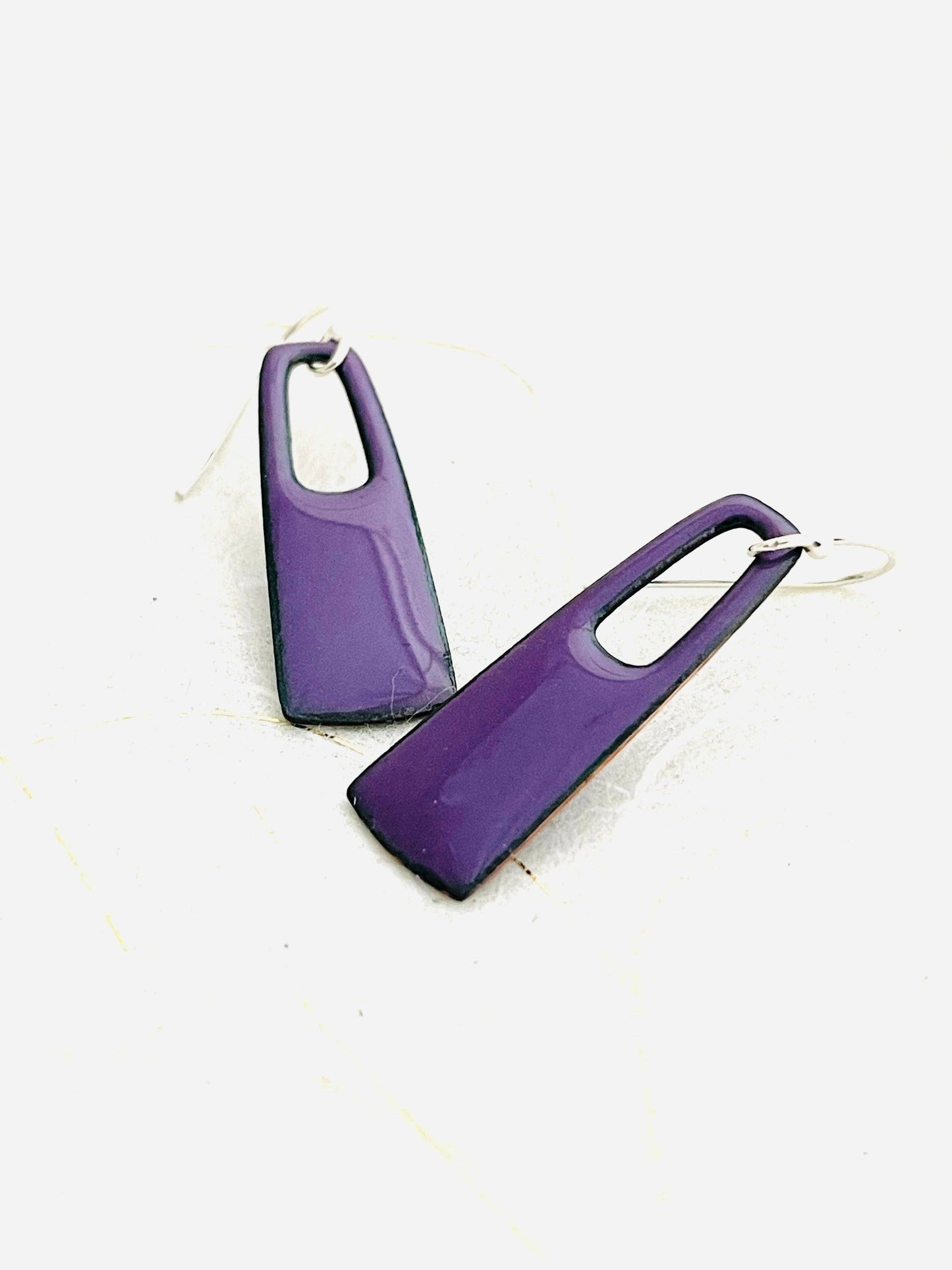 Magpie Mouse Studios - Small Rectangle Earrings, Iris Purple Enamel