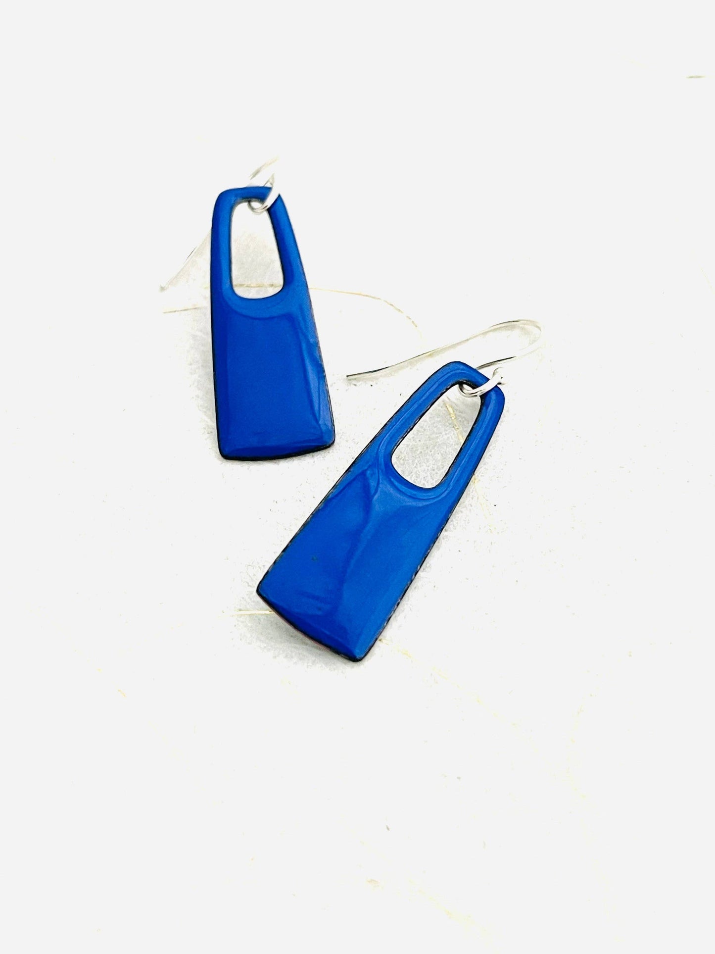 Magpie Mouse Studios - Small Rectangle Earrings, Ultramarine Blue Enamel