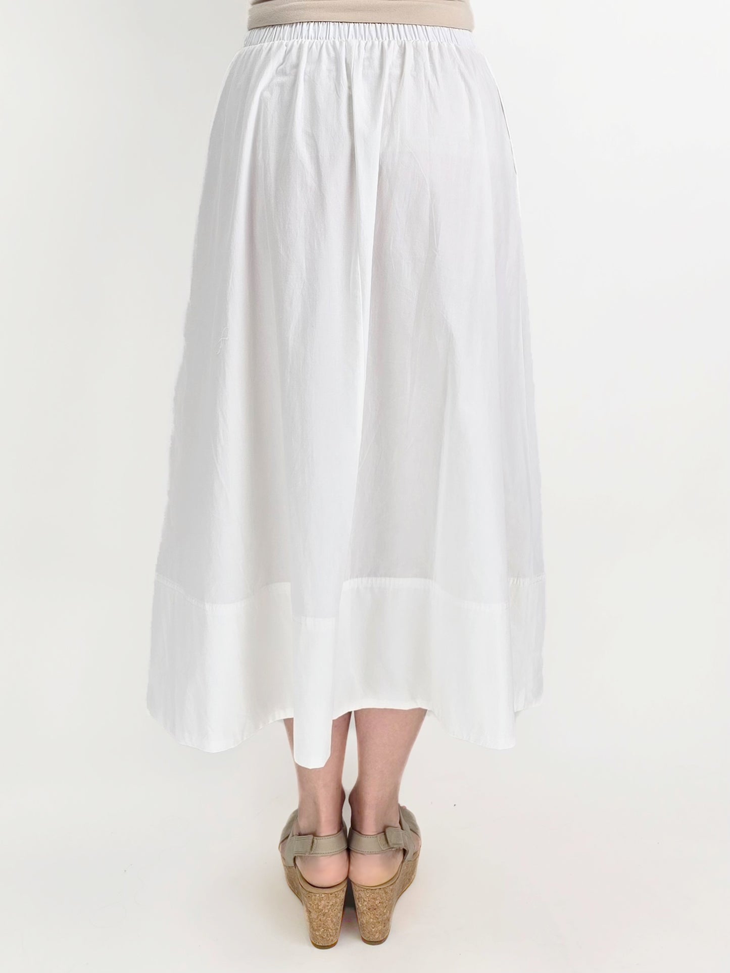 Wearable Art- Midi Poplin Skirt/ WHITE