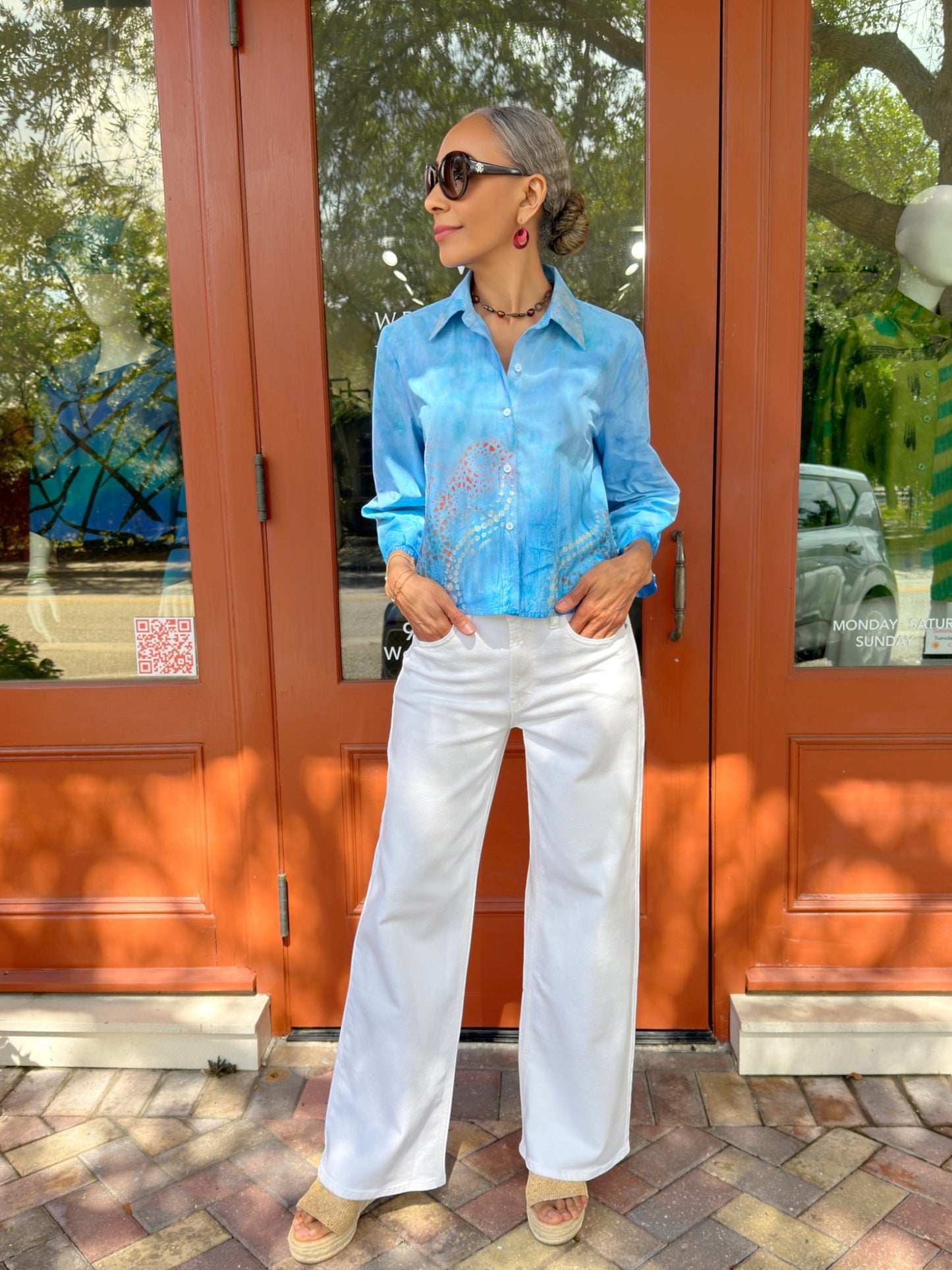 Narenee Designs- Sky Bloom Crop Shirt