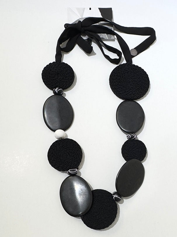 Maria Calderara- Black Disks Necklace