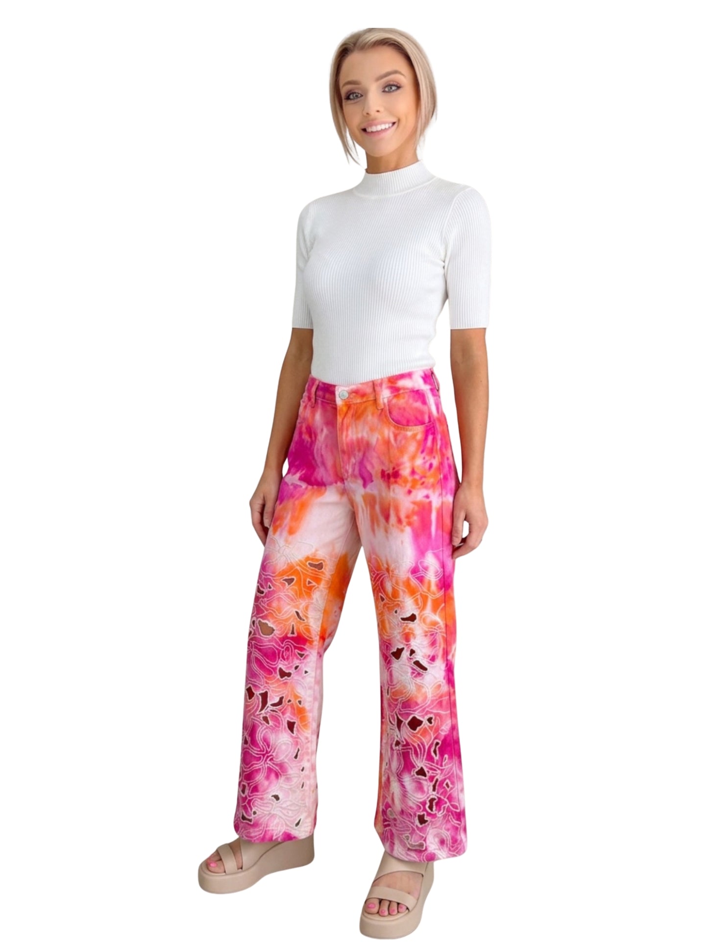 Narenee Designs- Sunset Bloom Wide-Leg Pant