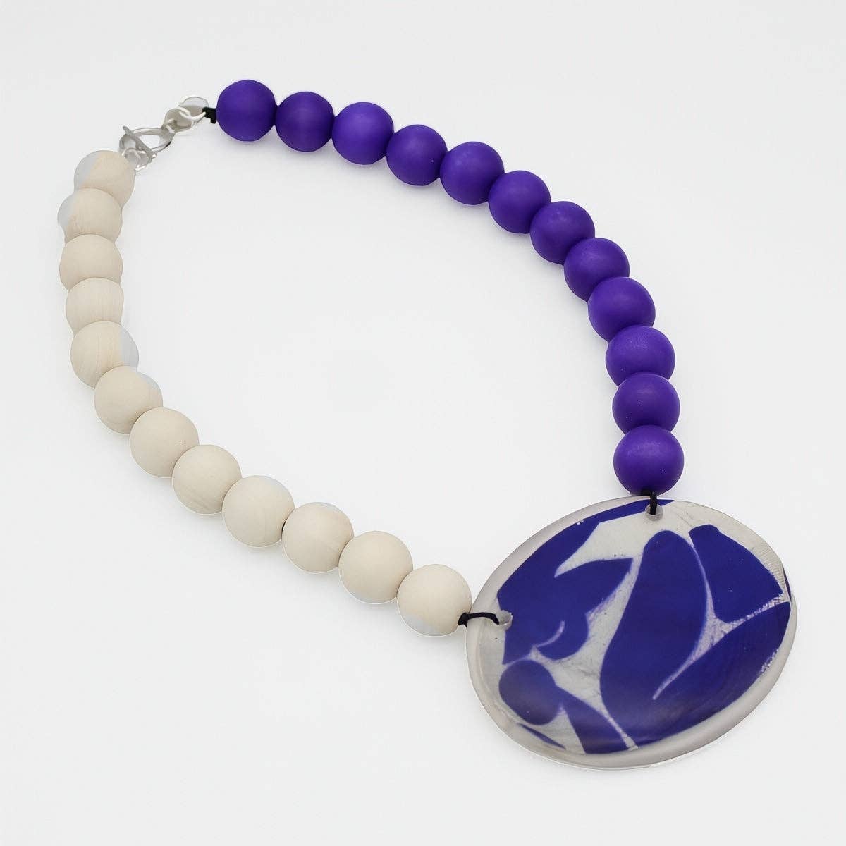 Sylca Designs - Purple Frosted Medallion Statement Necklace