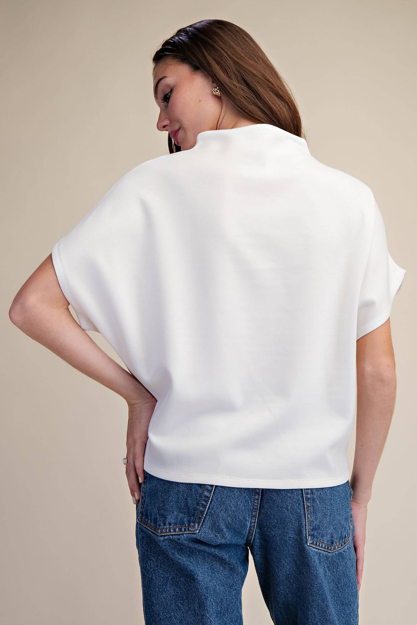 Glam - Mock Neck Top/ White