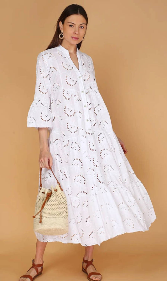 LOOWIE - English Embroidered Long Dress