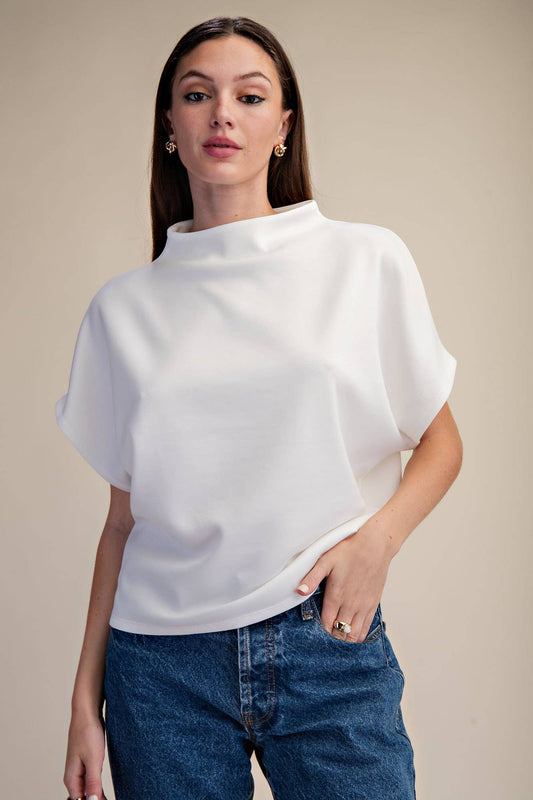 Glam - Mock Neck Top/ White