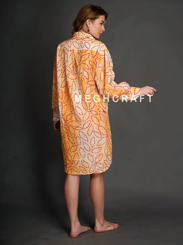 Meghcraft - Kantha Embroidered Tie Dye Shirt Dress
