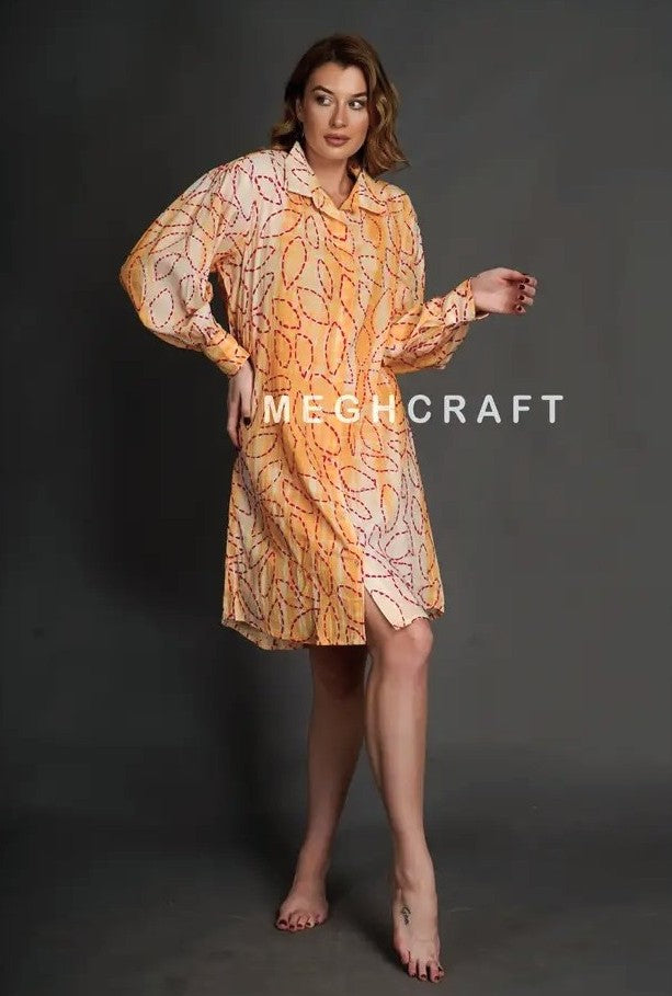 Meghcraft - Kantha Embroidered Tie Dye Shirt Dress