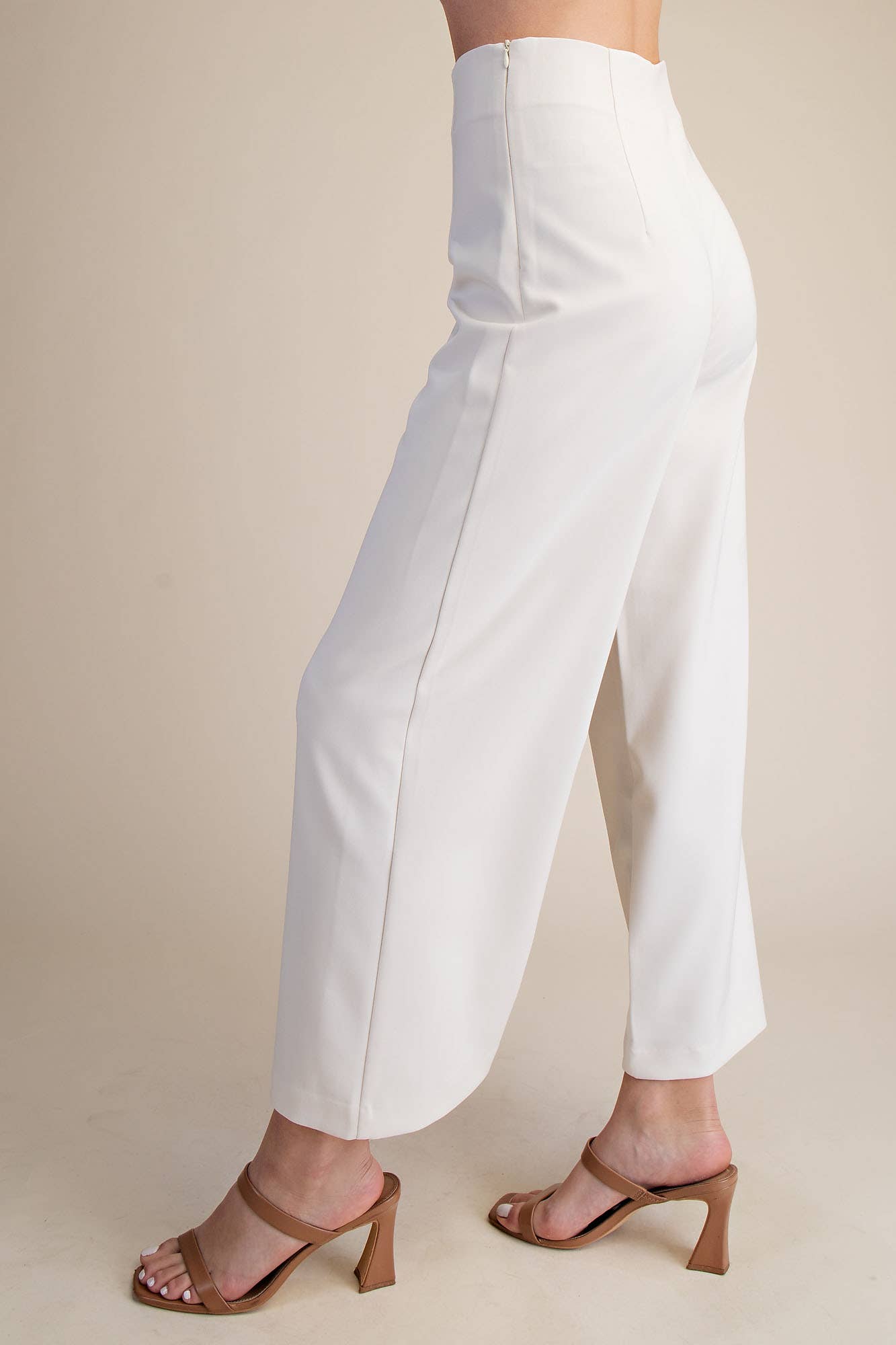 Glam - High Waist Wide Leg Pants/ Cream