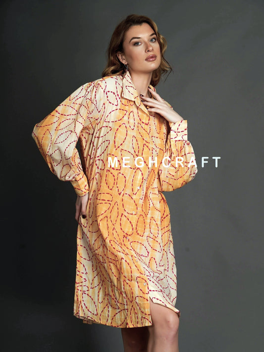 Meghcraft - Kantha Embroidered Tie Dye Shirt Dress