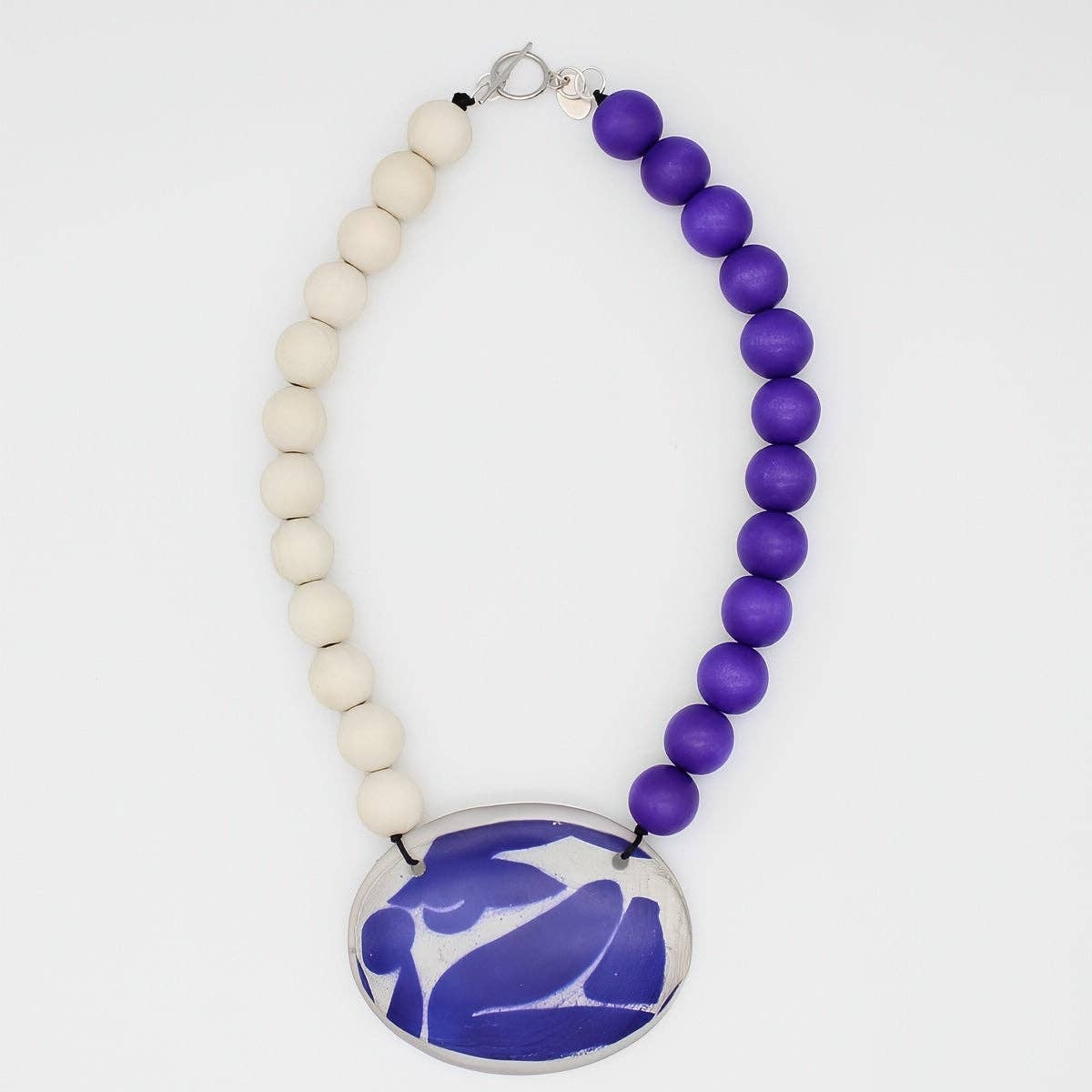Sylca Designs - Purple Frosted Medallion Statement Necklace