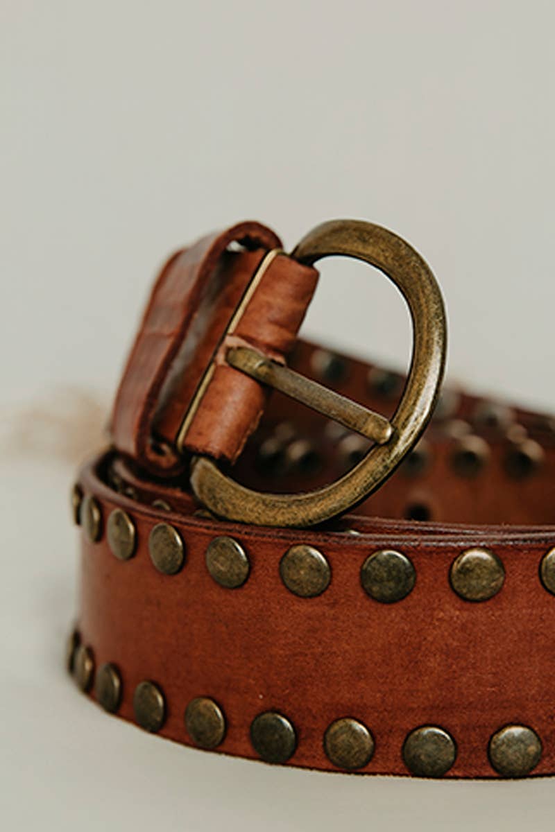 Lula Natura - Cirius Brown Leather Belt w Studs