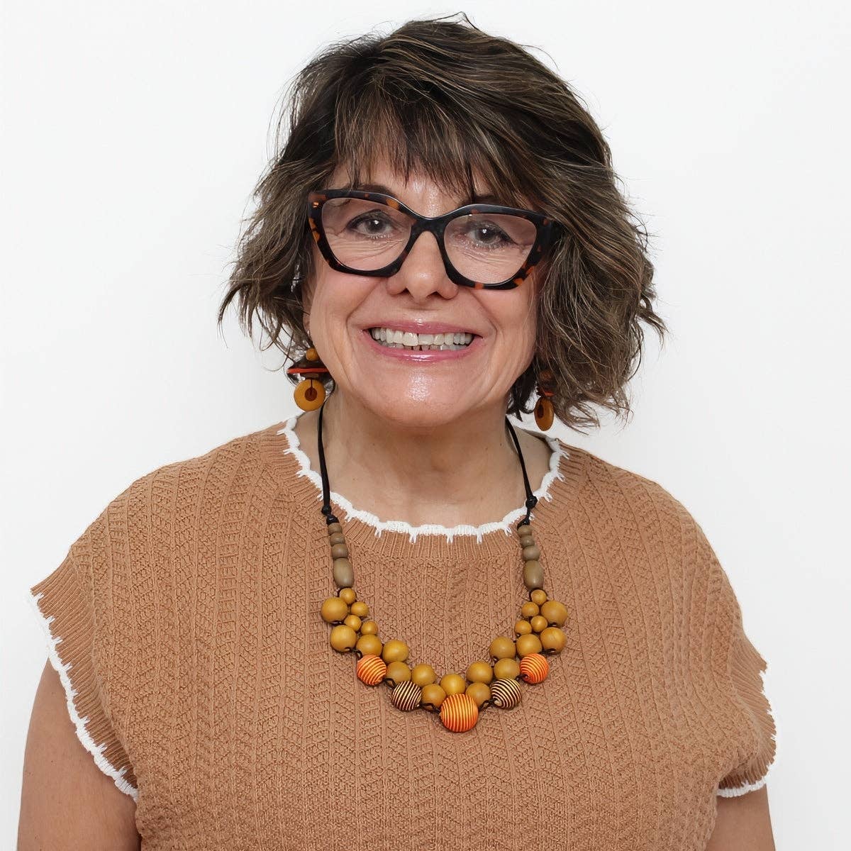 Sylca Designs - Orange Wood Bead Audrey Necklace