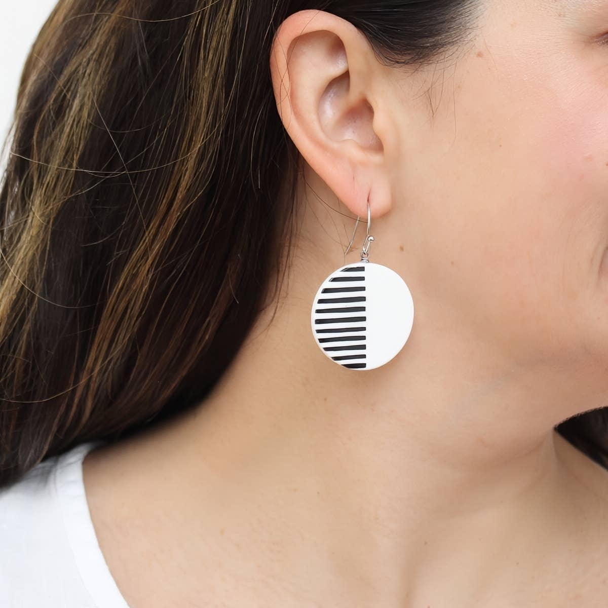 Sylca Designs - White Harlowe Striped Earrings