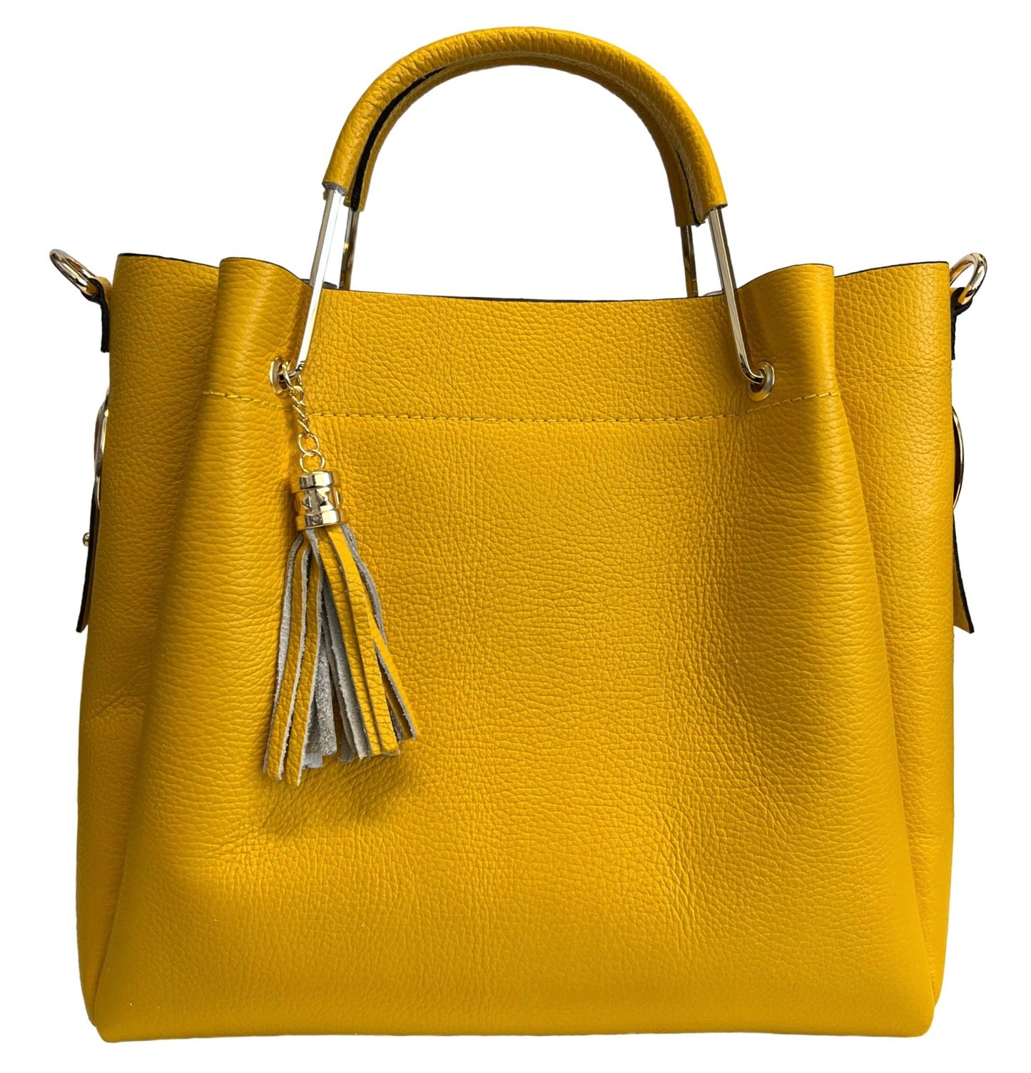 MODARNO -Leather Tote with Removable Clutch/ Yellow