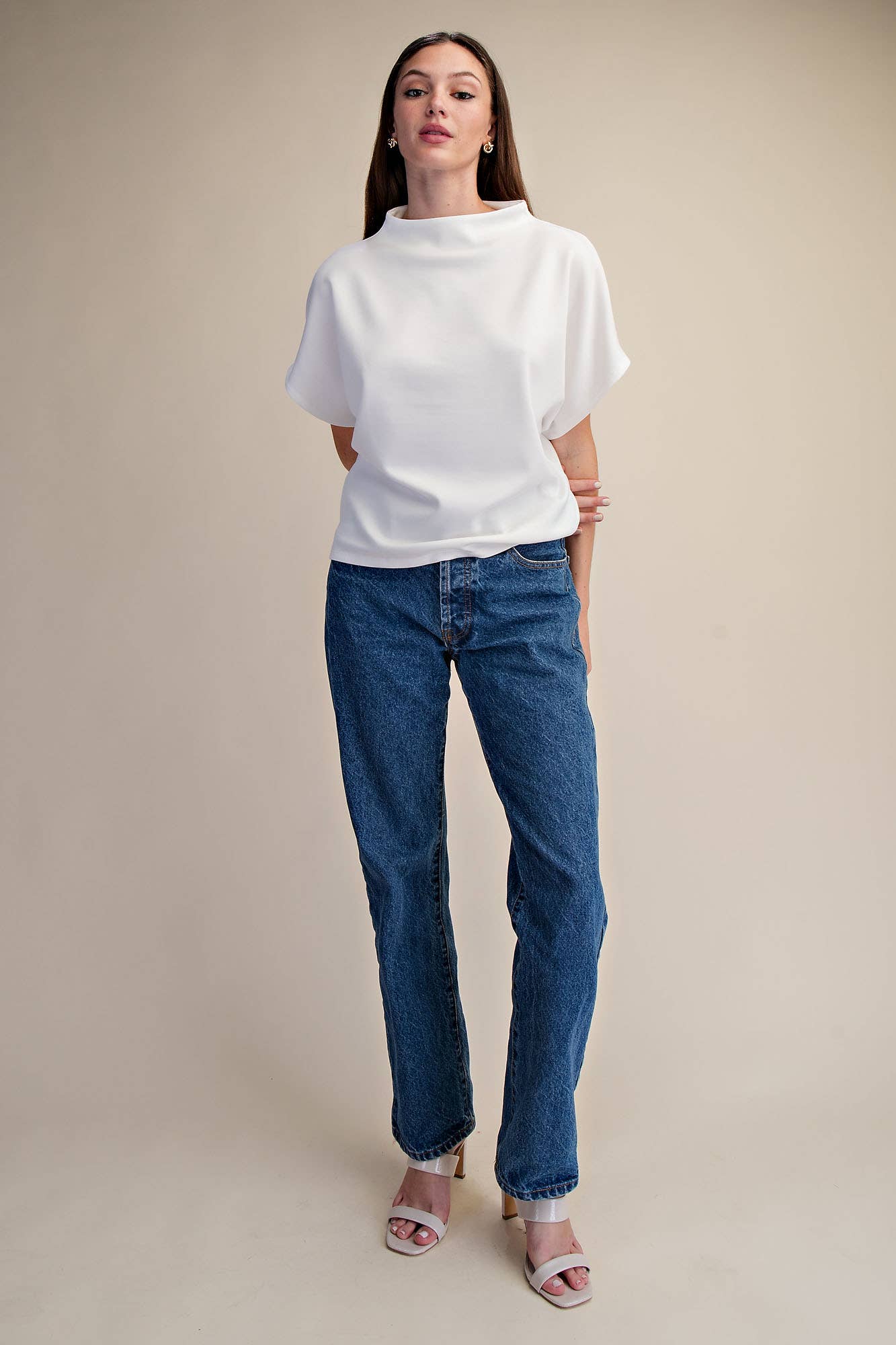 Glam - Mock Neck Top/ White