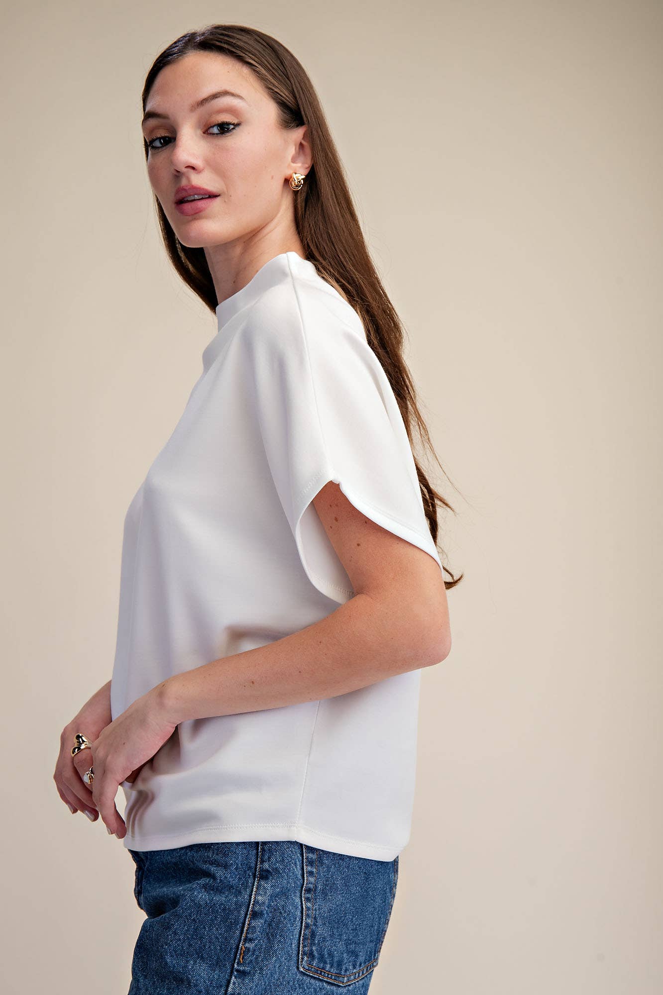 Glam - Mock Neck Top/ White