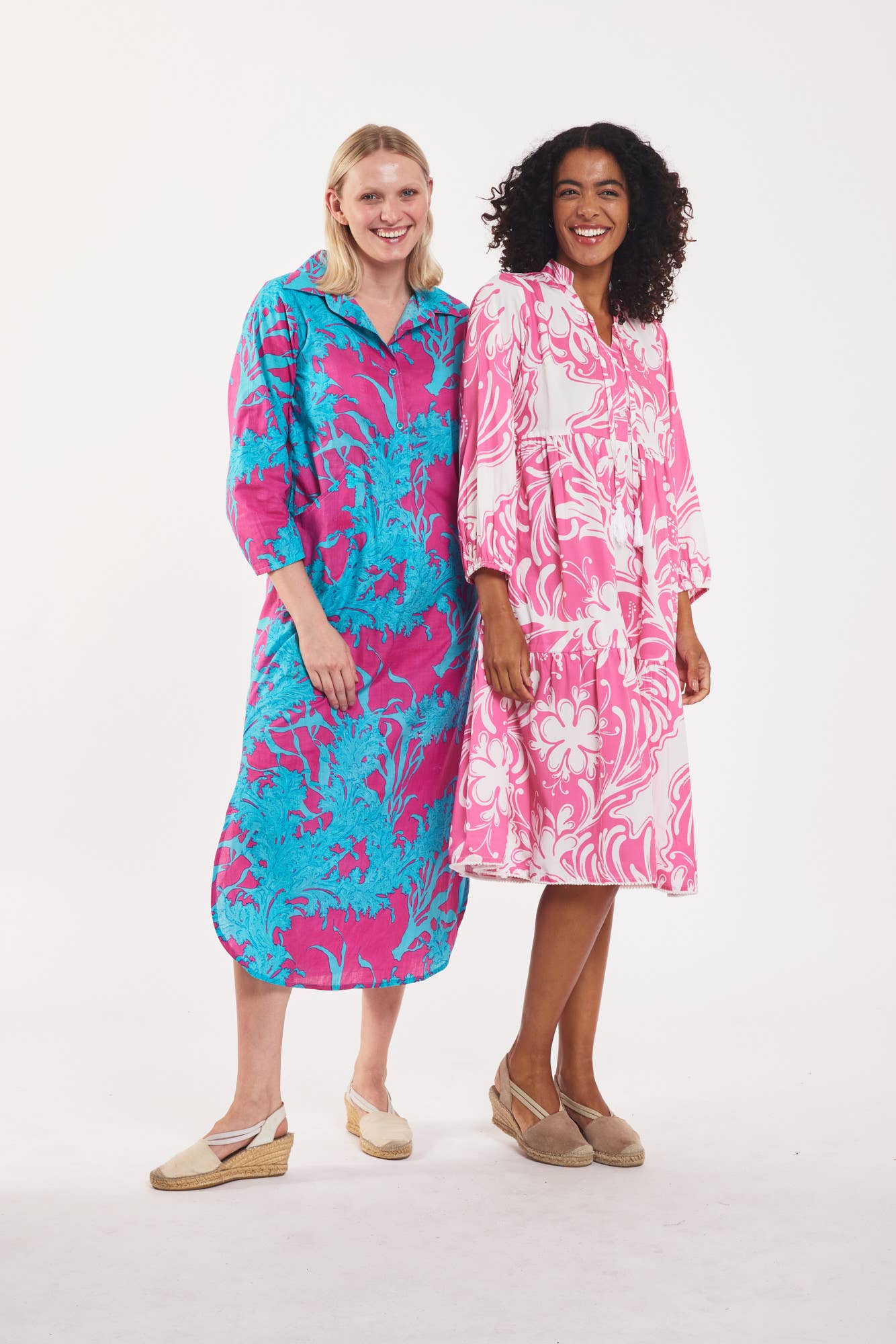 ModaPosa - Gabriella Maxi Caftan Shirt Dress Big Coral Super Pink