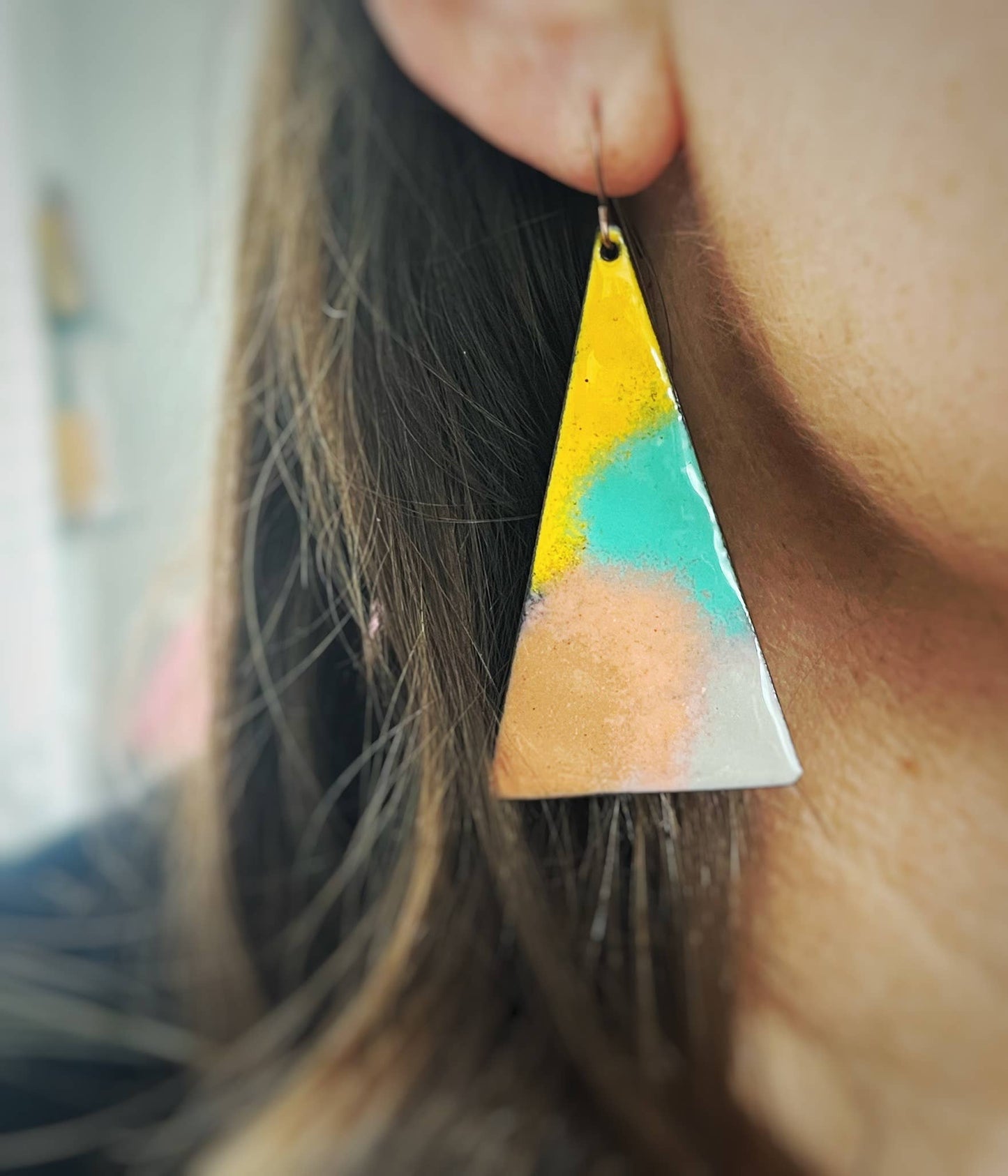 Courtney Fischer Jewelry - Colorful Enamel Triangle Earrings