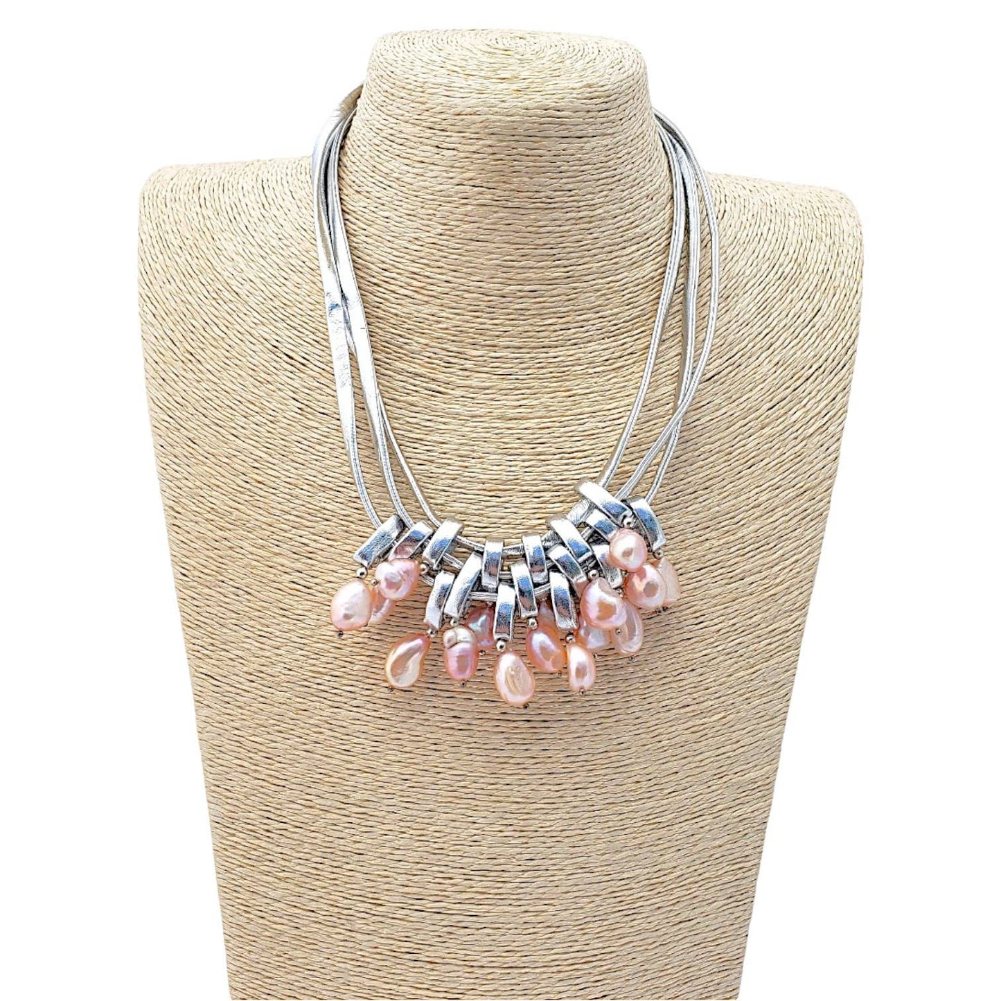 Bijoux Envie Jewelry - Pastel Pink/ Silver Necklace