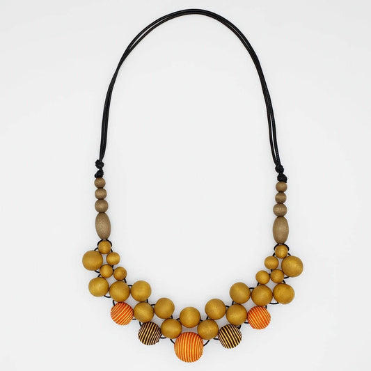 Sylca Designs - Orange Wood Bead Audrey Necklace