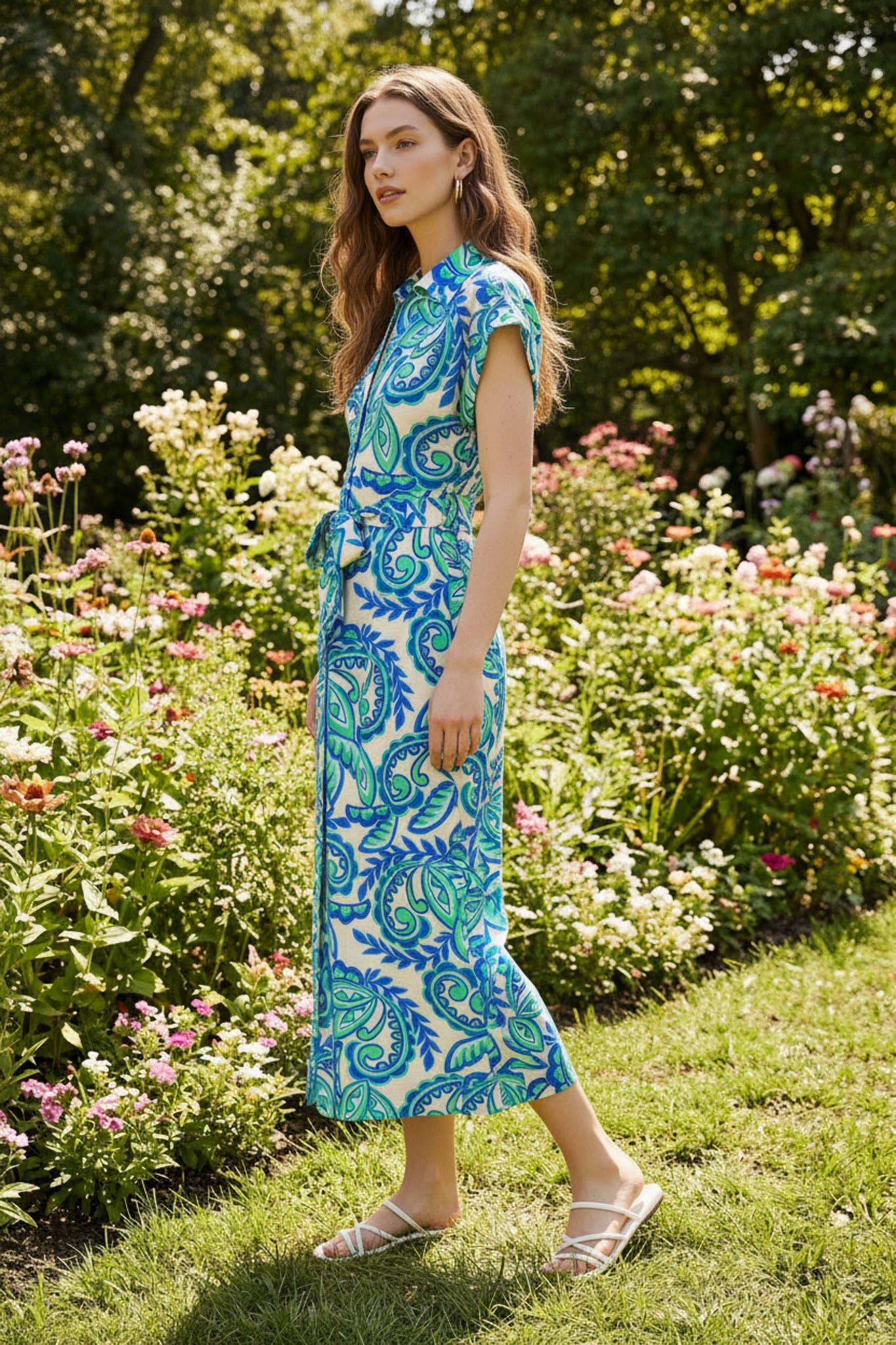 Taelynn - Floral Button-Up Midi Dress