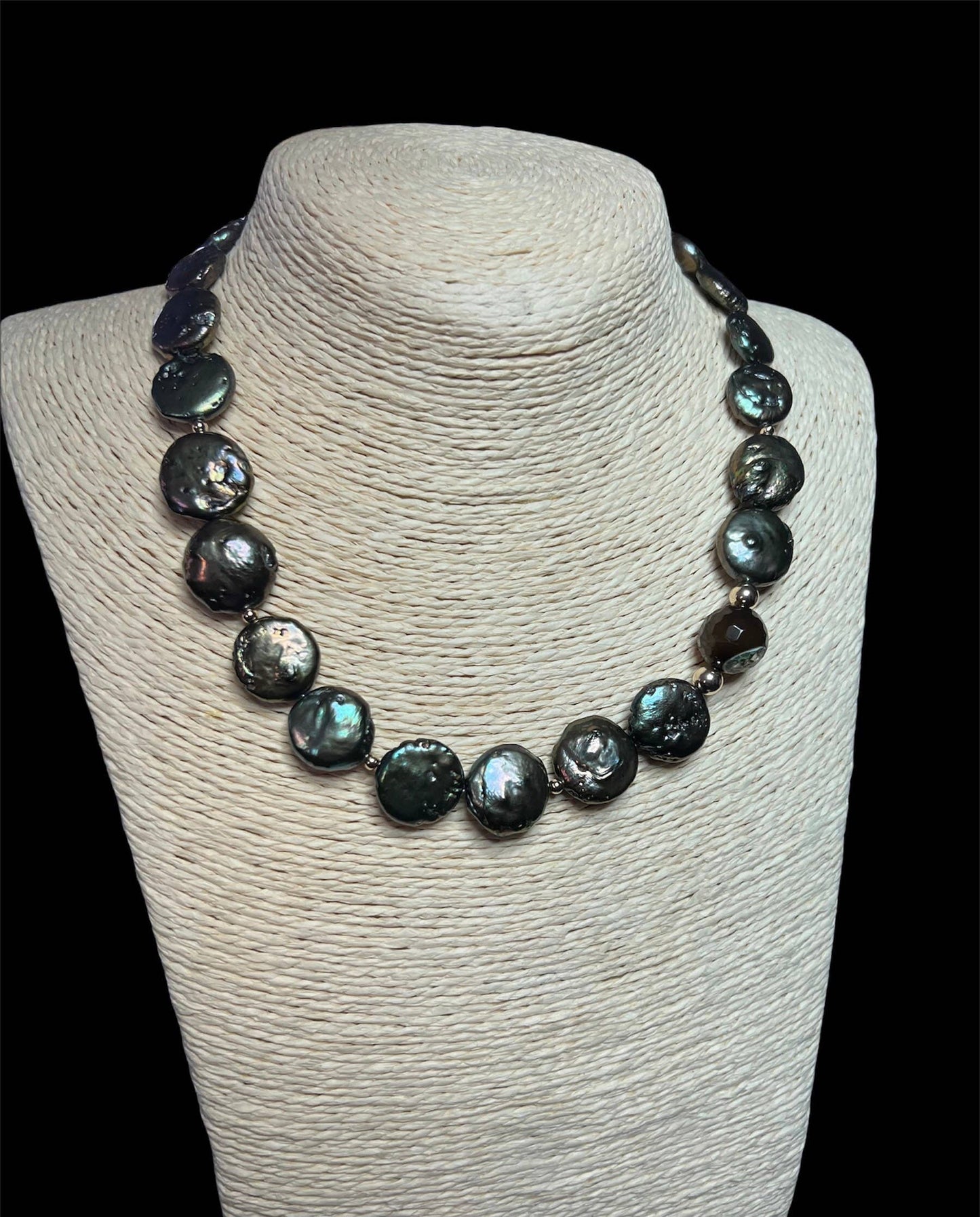 Diana Wingert Jewelry-Green Fresh Water Coin Pearl Necklace