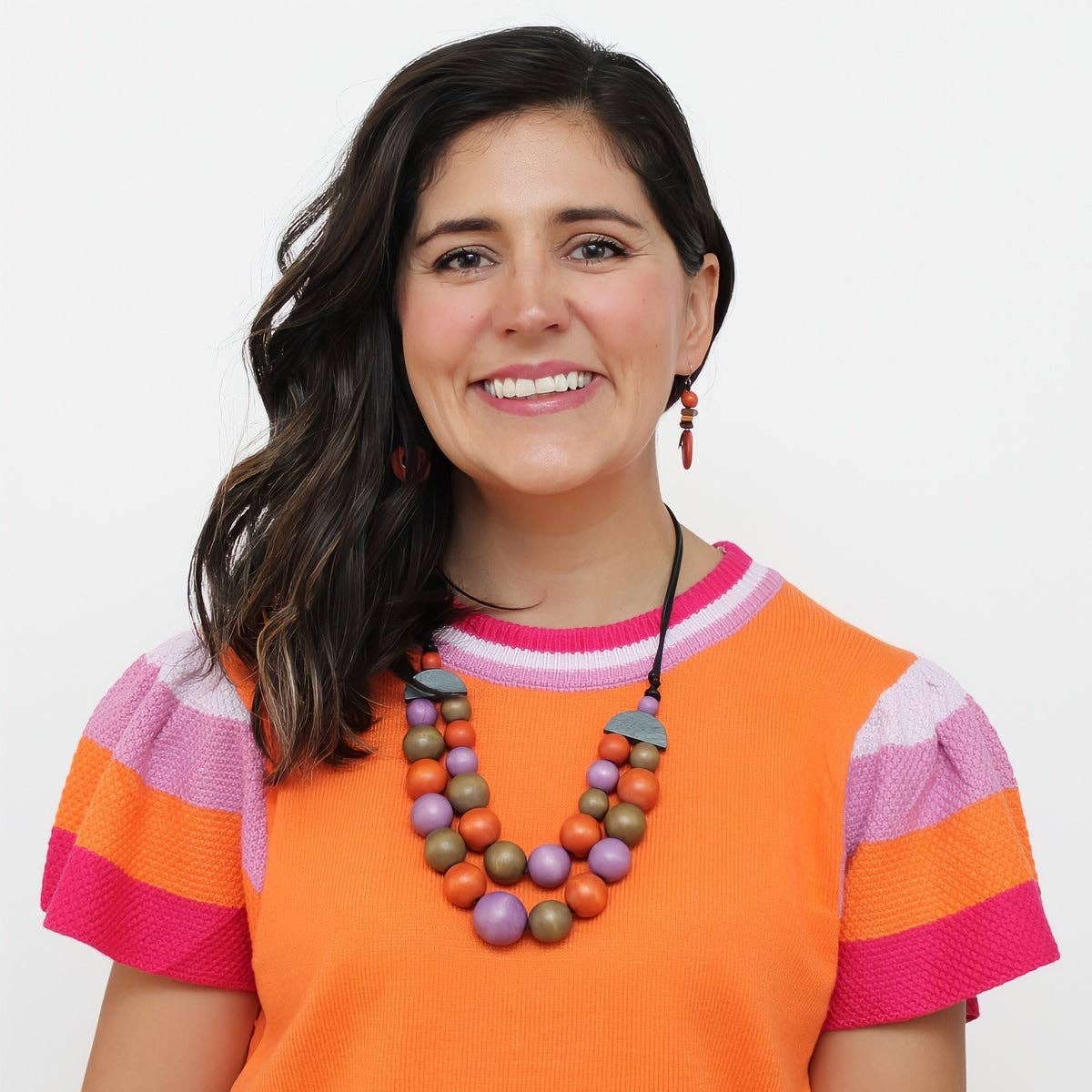 Sylca Designs - Orange Zuri Round Bead Necklace