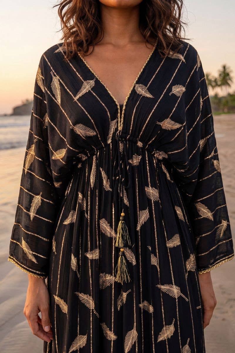 Lula Natura - YANIS Long Dress Black and Gold
