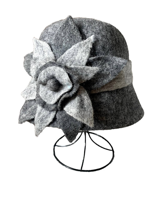 Pomegranate Moon - Gray Hat with Gray Belt and Flower
