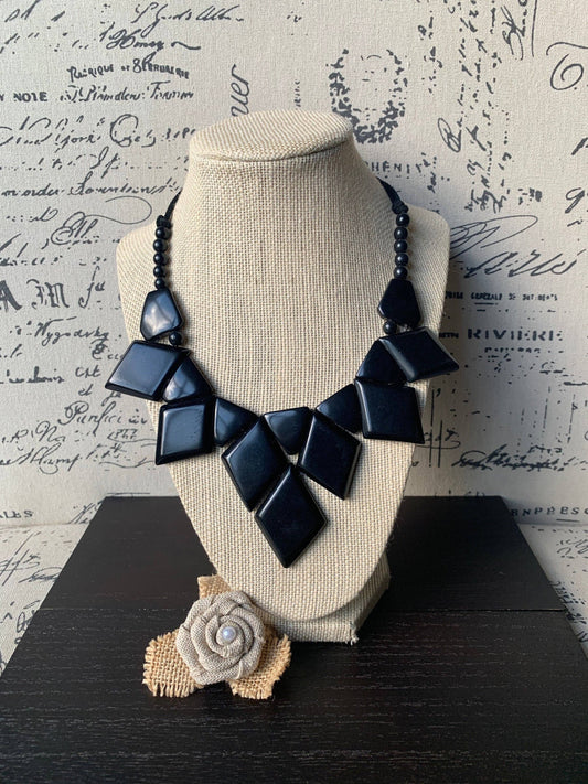 Galapagos Tagua - Black Statement Necklace