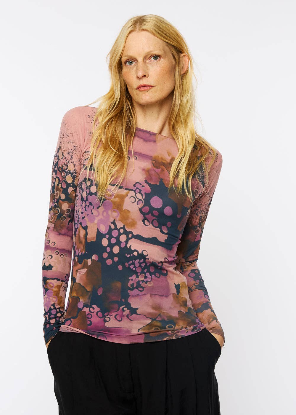 AMB Designs - Bubbly Raw Edge Second Skin Top: Ash Rose
