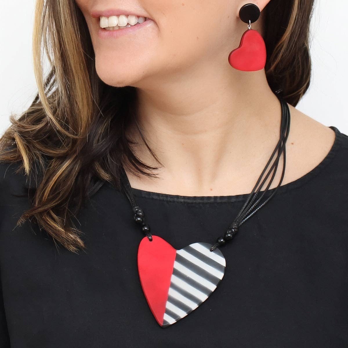 Sylca Designs - Red and Black Anastasia Heart Pendant