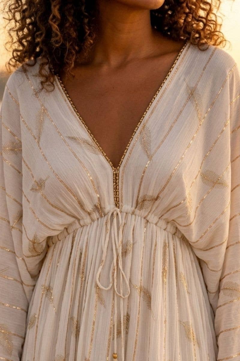 Lula Natura - YANIS Long Dress White and Gold
