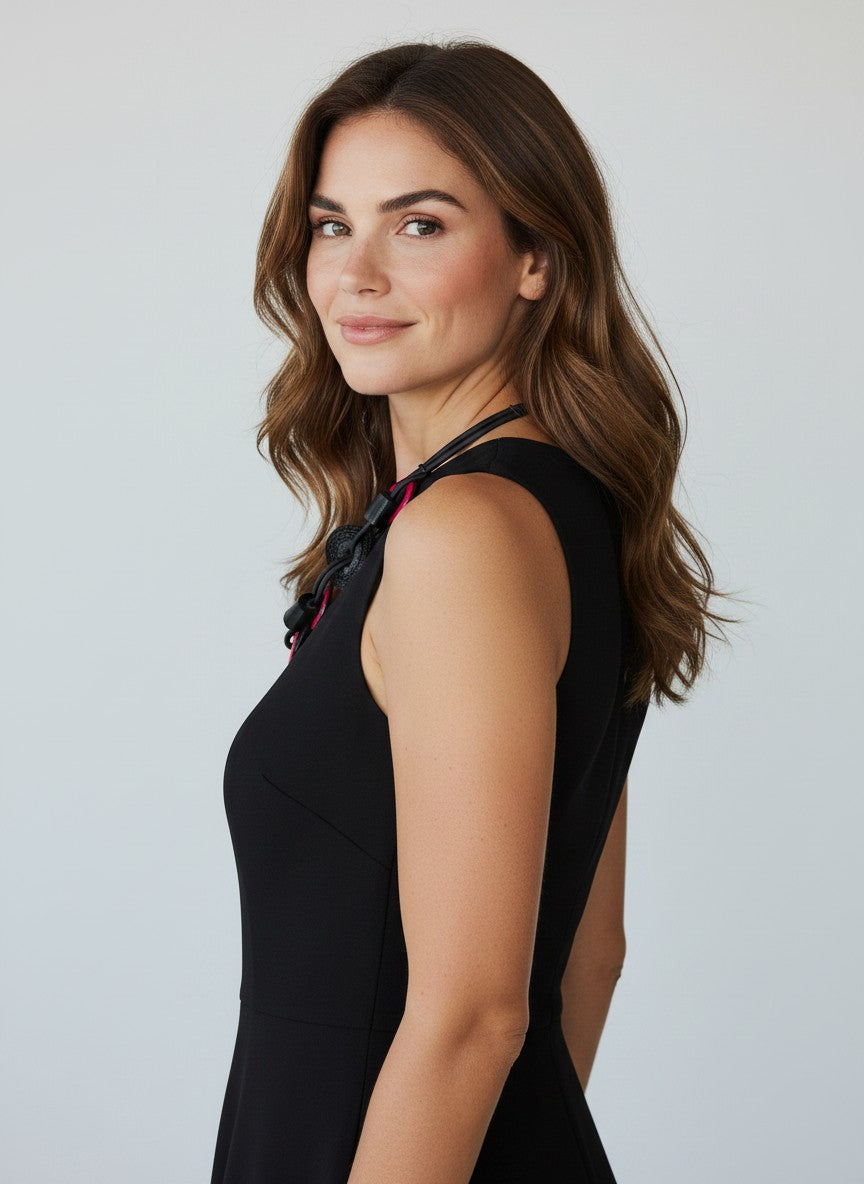 Samuel Coraux - Vinyl necklace: Noir / fuchsia