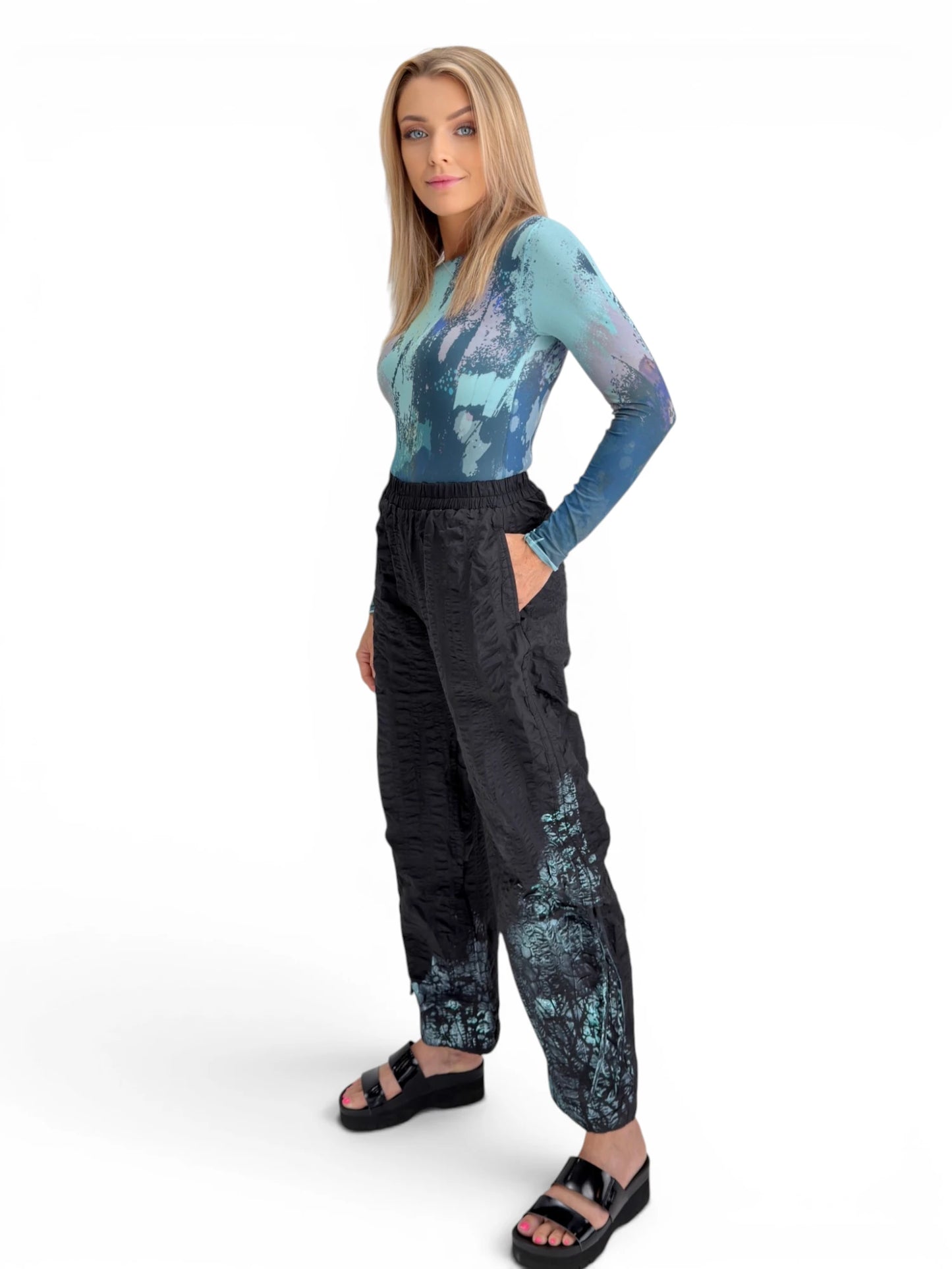 Narenee Designs- Turquoise Bloom Pant.