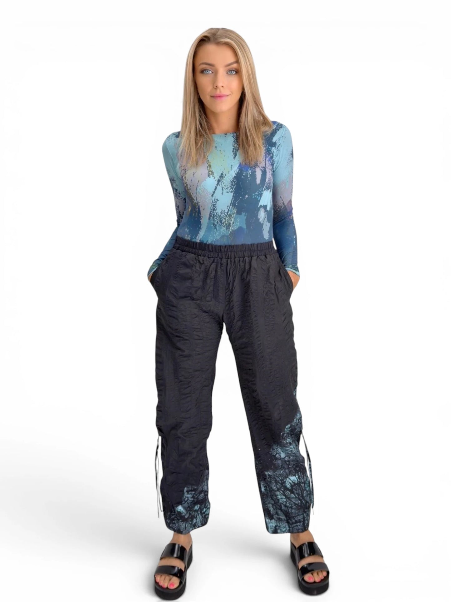 Narenee Designs- Turquoise Bloom Pant.