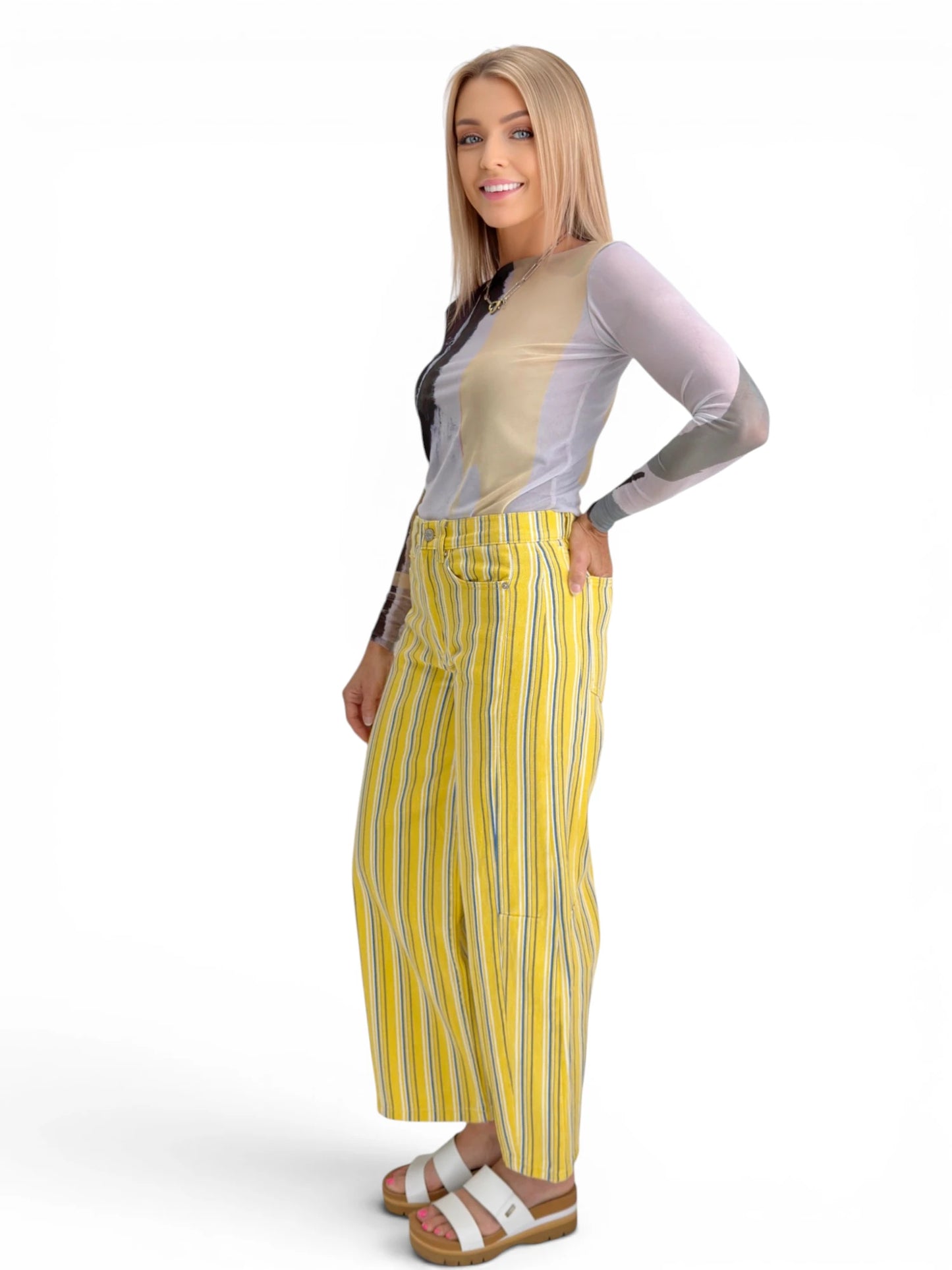 Aaron & Amber - STRIPE BARREL PANTS