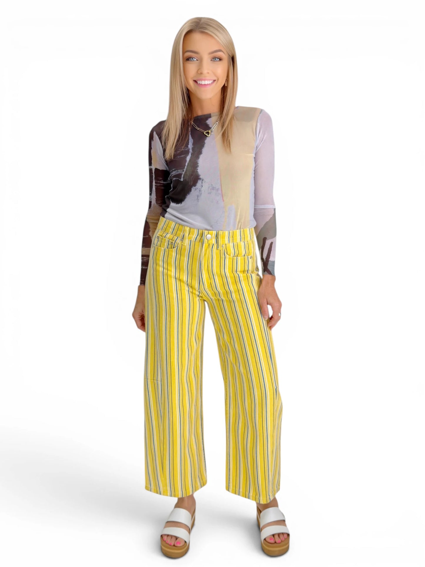 Aaron & Amber - STRIPE BARREL PANTS