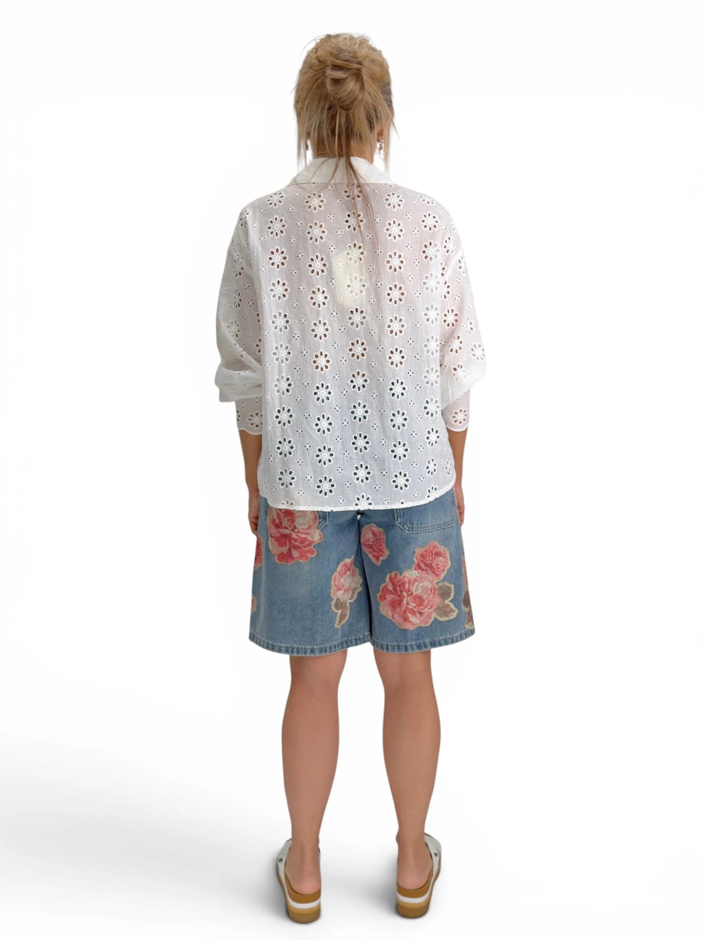 Aaron & Amber - FLOWER PATCH BERMUDA DENIM SHORTS