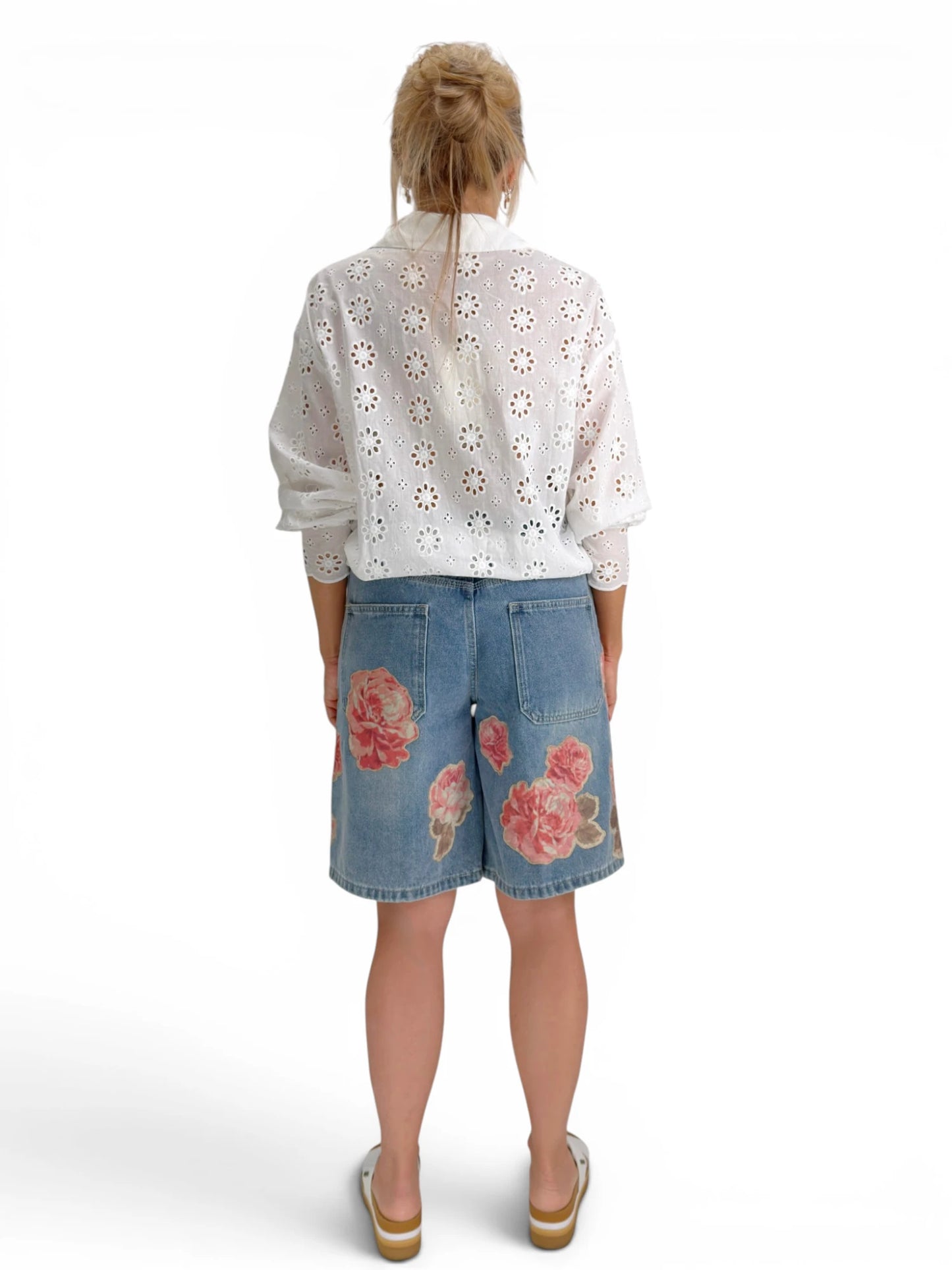 Aaron & Amber - FLOWER PATCH BERMUDA DENIM SHORTS