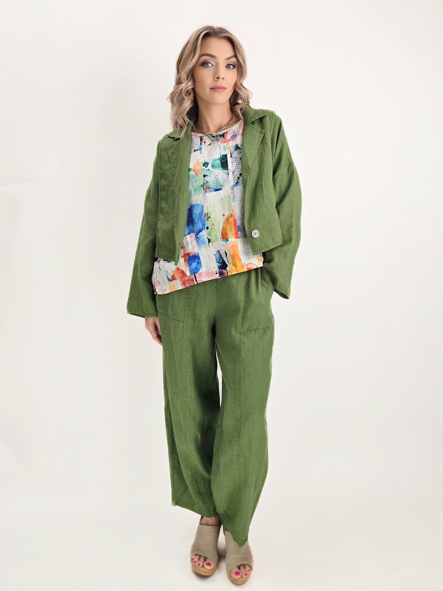 LUUKAA- Laras Linen Jacket/ Apple Green