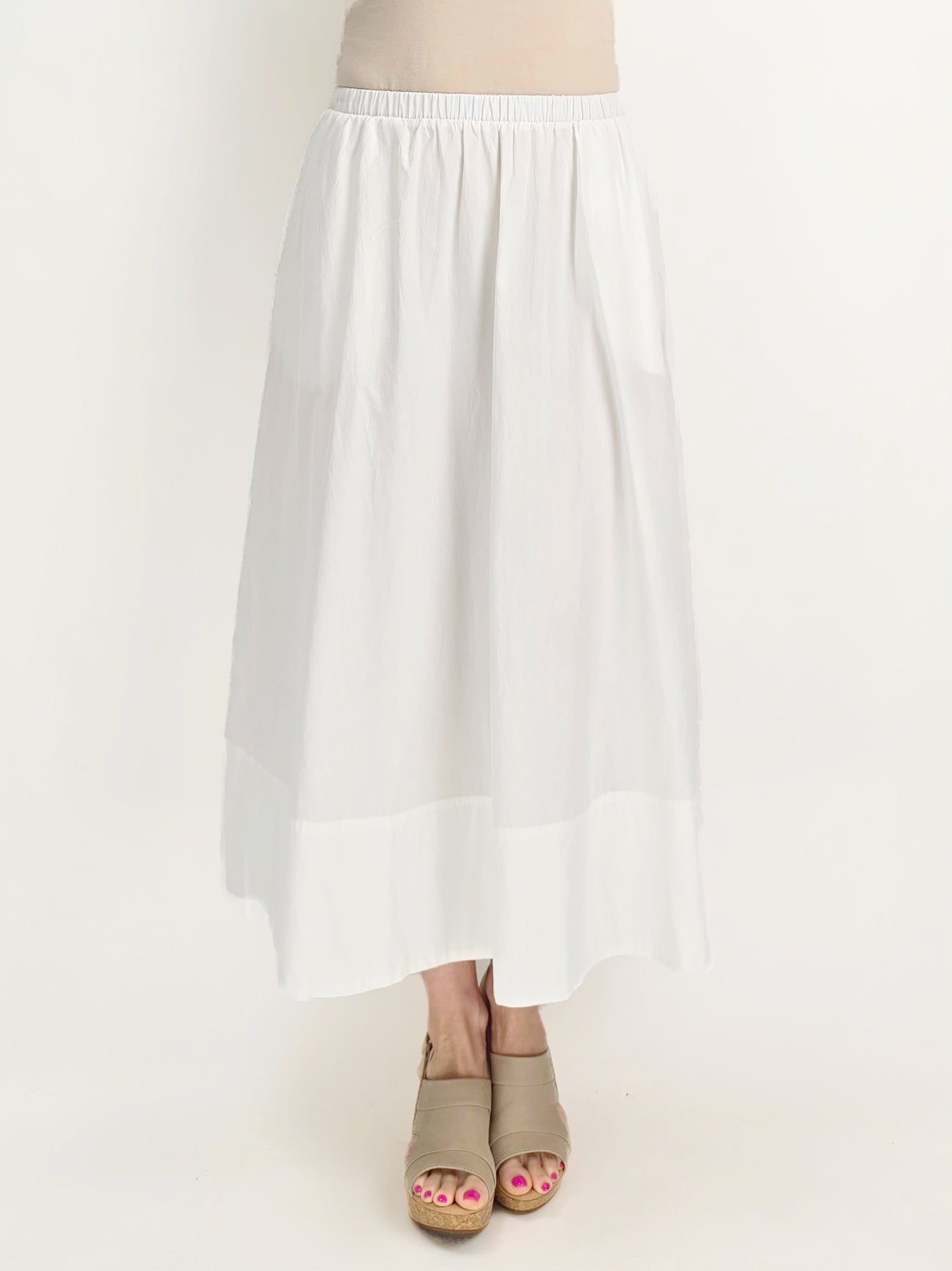 Wearable Art- Midi Poplin Skirt/ WHITE
