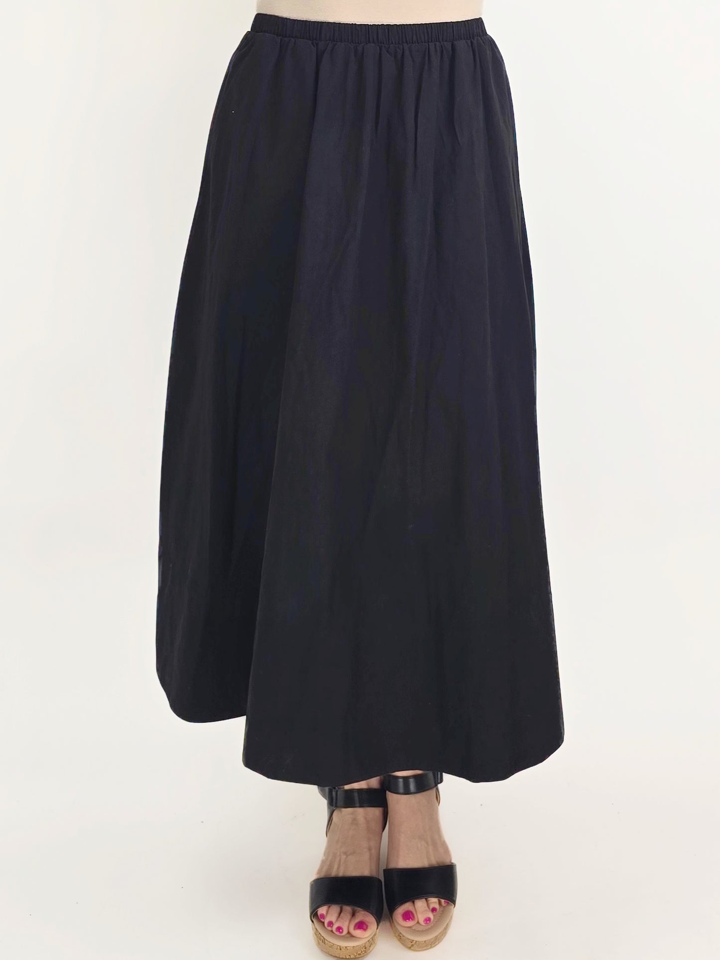 Wearable Art - Midi Poplin Skirt/ Black