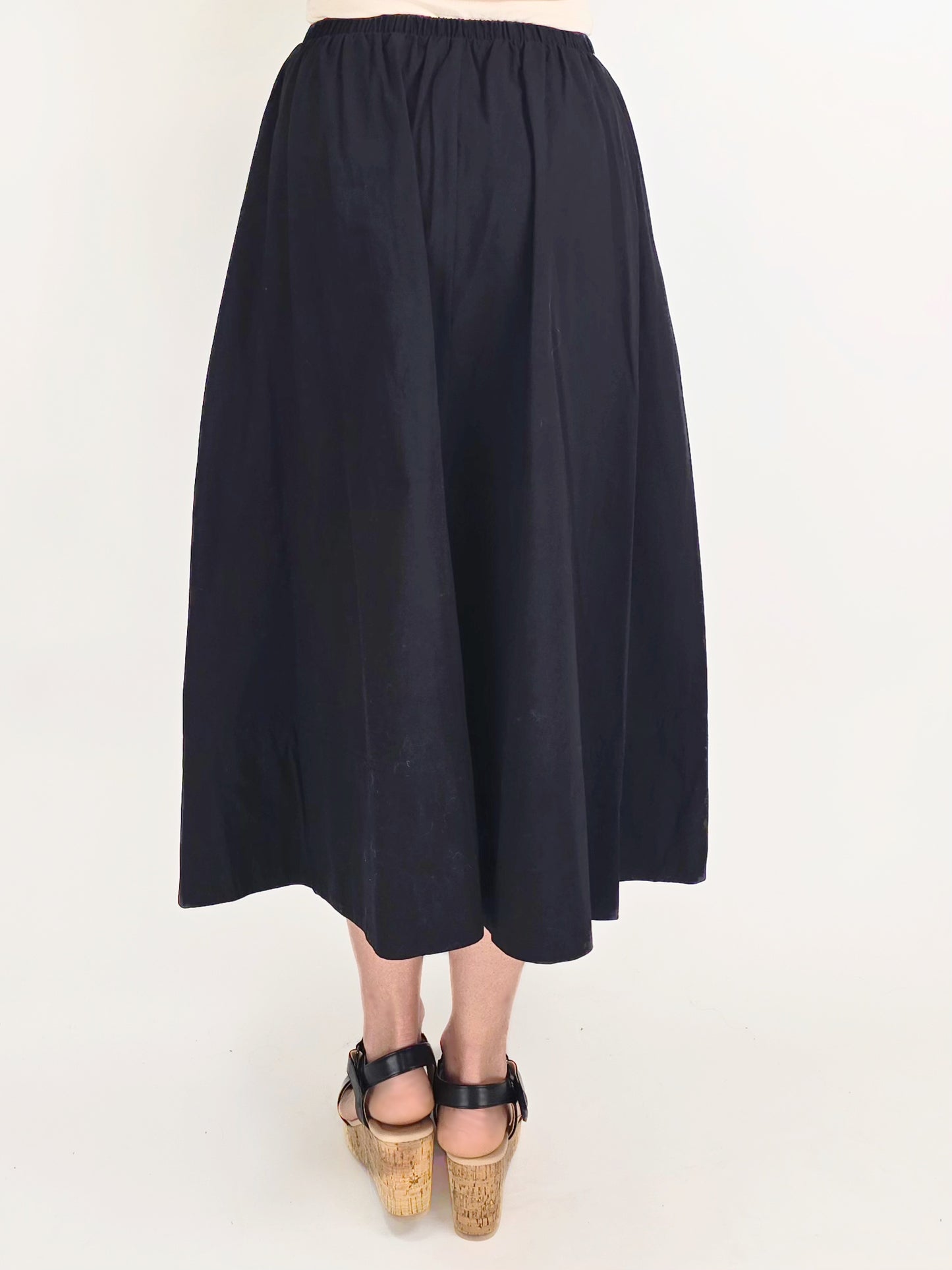 Wearable Art - Midi Poplin Skirt/ Black
